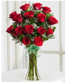Cam vazo içerisinde 11 kırmızı gül vazosu  Edirne çiçek gönderme sitemiz güvenlidir 