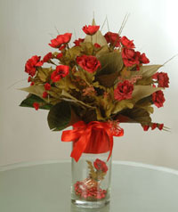 yapay güllerden vazo  9 gül  Edirne çiçek yolla , çiçek gönder , çiçekçi  