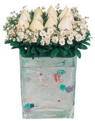  Edirne anneler günü çiçek yolla  7 adet beyaz gül cam yada mika vazo tanzim