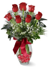 7 adet vazoda gül  Edirne çiçek online çiçek siparişi  kirmizi gül