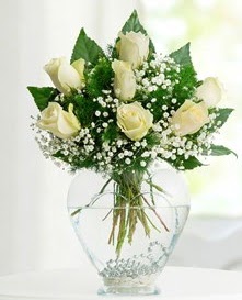 Cam içerisinde 7 adet beyaz gül  Edirne online çiçekçi , çiçek siparişi 