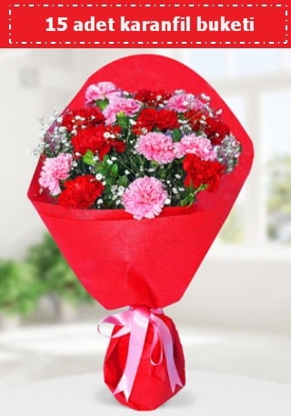 15 adet karanfilden hazırlanmış buket  Edirne online çiçekçi , çiçek siparişi 
